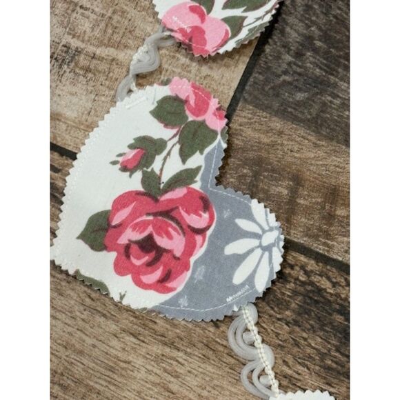 Valentine Heart Banner Bunting Vintage Linens Wedding Shower - Picture 5 of 5